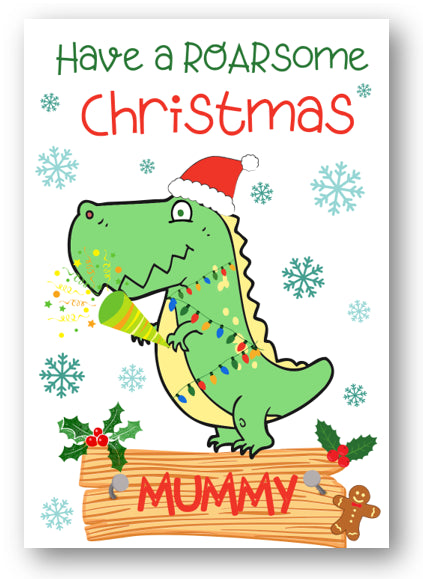 Second Ave Mummy Dinosaur Children's Kids Christmas Xmas Holiday Festive Greetings Card