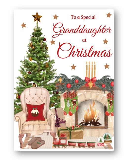 Second Ave Granddaughter Christmas Home Fireplace Xmas Holiday Festive Greetings Card