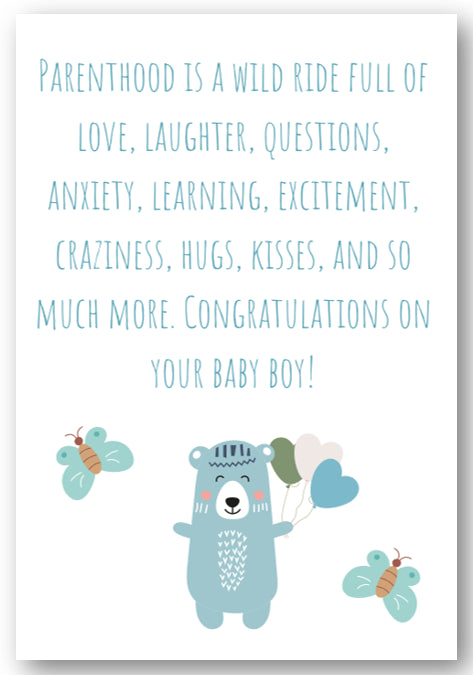 Second Ave Parenthood Is A Wild Ride Bear Newborn Baby Boy Congratulations Card