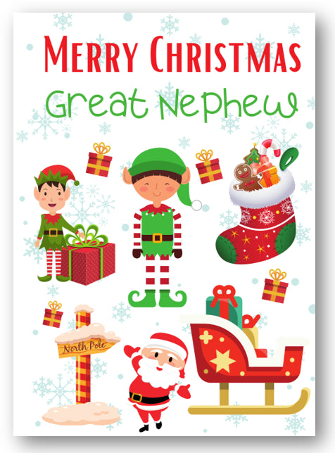 Second Ave Great Nephew Santa Elf Workshop Children's Kids Christmas Xmas Holiday Festive Greetings Card