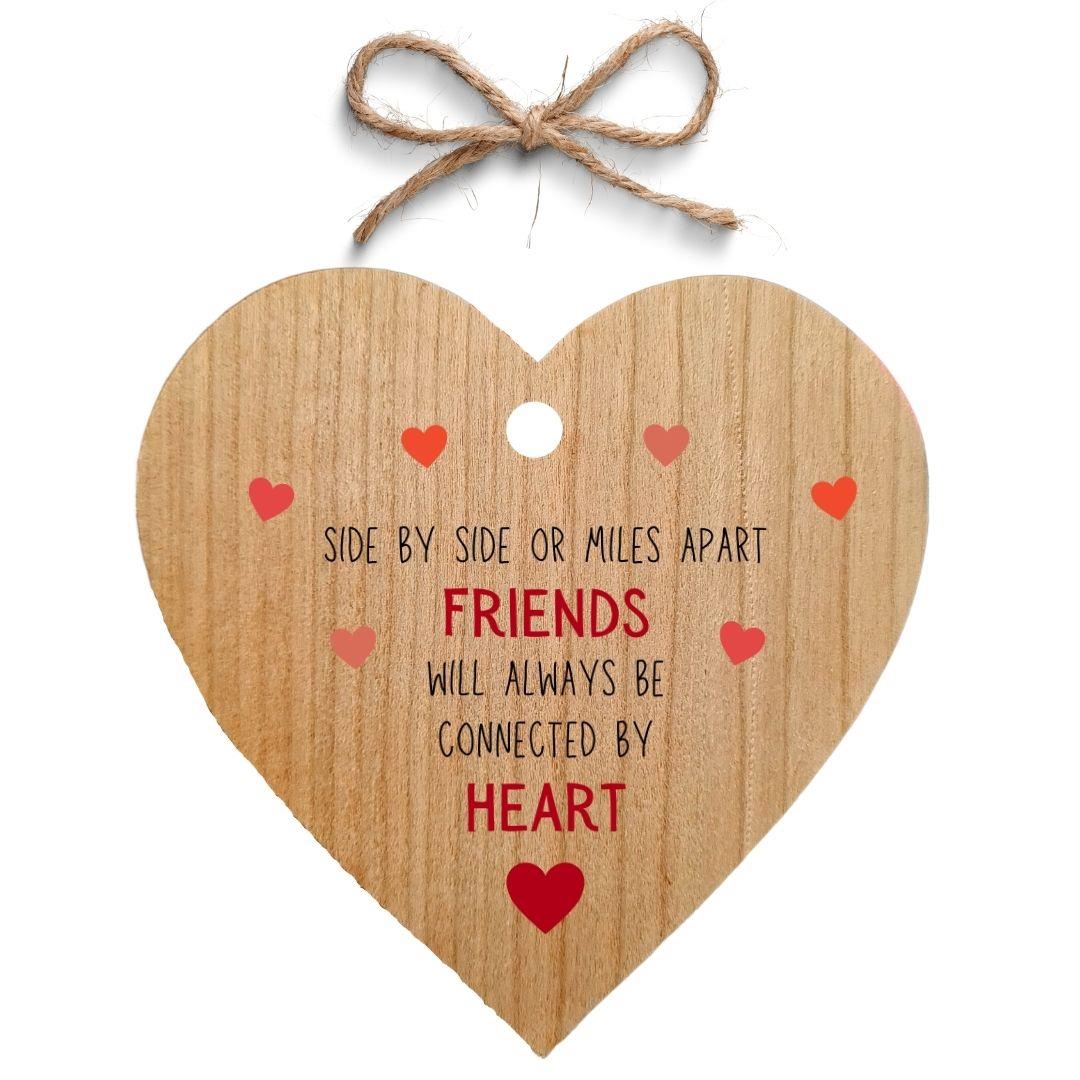 Second Ave Friends Connected By Heart Cherry Wood Hanging Friendship Heart Gift Plaque