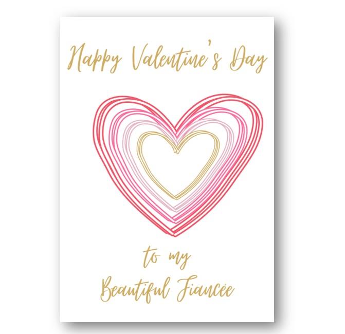 Second Ave Fiancée Valentine Card Cute Romantic Card - Shaddow Heart Design