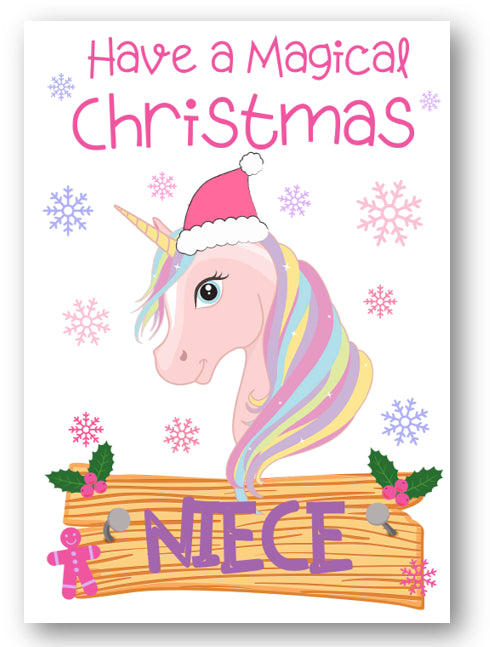 Second Ave Niece Unicorn Children's Kids Christmas Xmas Holiday Festive Greetings Card