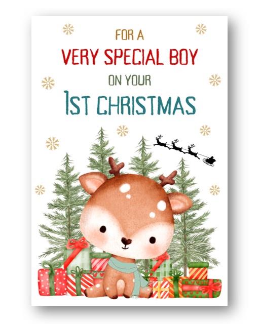 Second Ave Cute Very Special Boy on Your First Christmas Xmas Holiday Festive Greetings Card