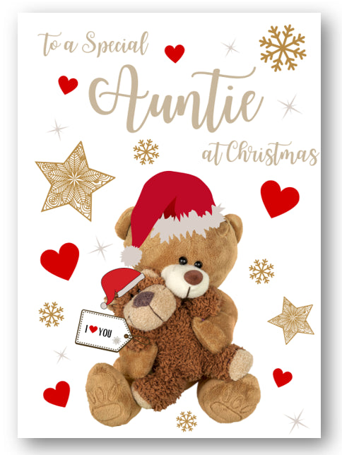 Second Ave Auntie Bear Heart Christmas Xmas Holiday Festive Greetings Card