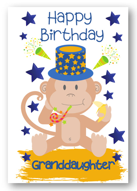 Second Ave Granddaughter Children's Kids Monkey Birthday Card For Her Greetings Card