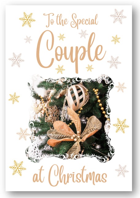 Second Ave Special Couple Christmas Gold Decoration Xmas Holiday Festive Greetings Card