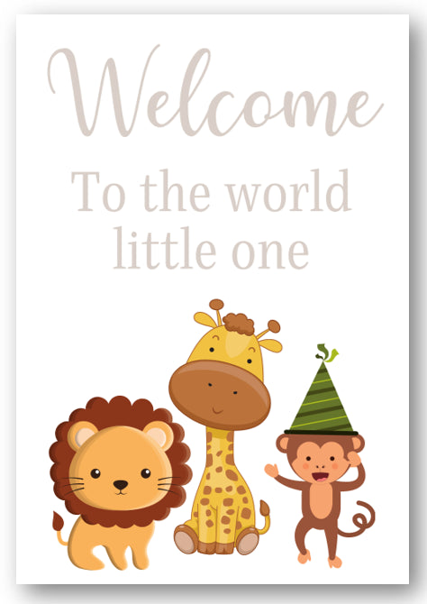 Second Ave Welcome To The World Little One Safari Newborn Baby Congratulations Card