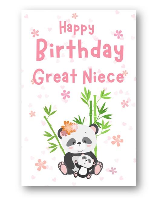 Second Ave Great Niece Cute Panda Happy Birthday Card Greetings Card For Her
