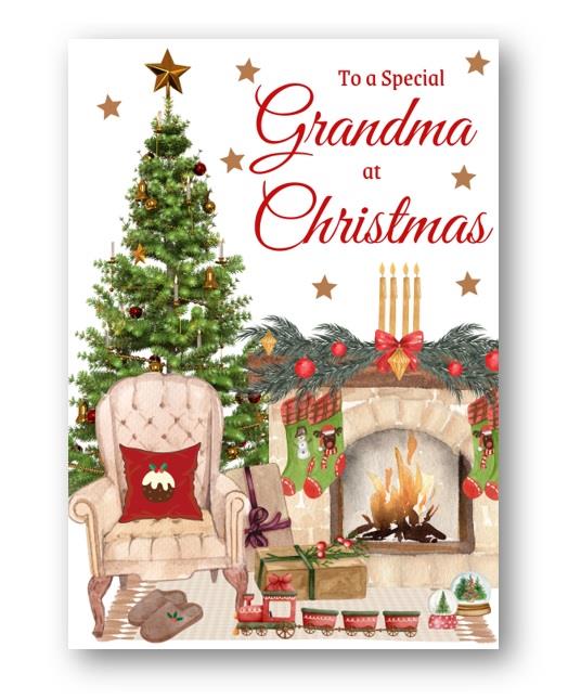 Second Ave Grandma Christmas Home Fireplace Xmas Holiday Festive Greetings Card