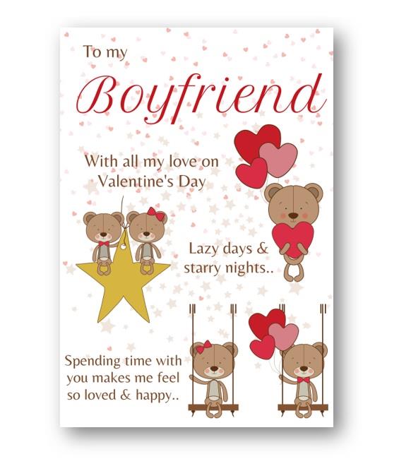 Second Ave Boyfriend Bear Valentine Card For Him Cute Romantic Valentine's Day