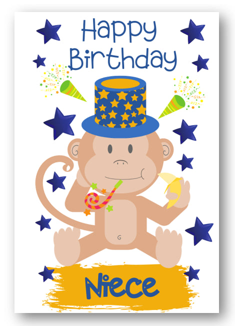 Second Ave Niece Children's Kids Monkey Birthday Card For Her Greetings Card