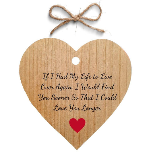 Second Ave If I Had My Life Over Cherry Wood Hanging Friendship Heart Gift Plaque