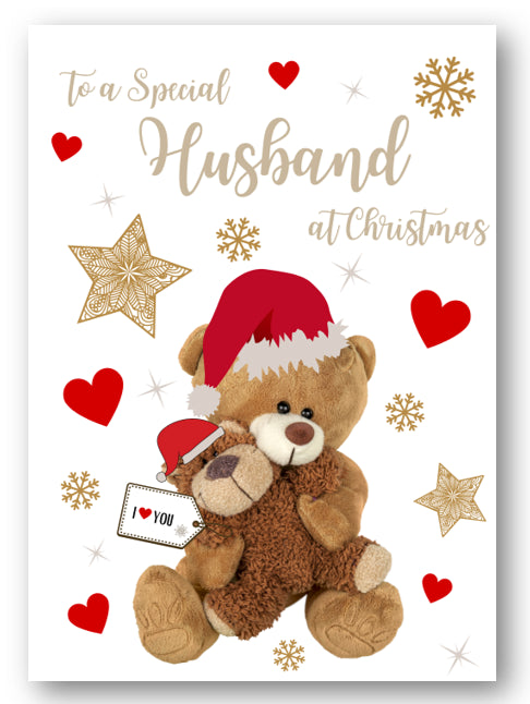 Second Ave Husband Bear Heart Christmas Xmas Holiday Festive Greetings Card