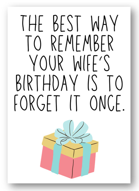 Second Ave Funny Forget Wife's Birthday Happy Birthday Card