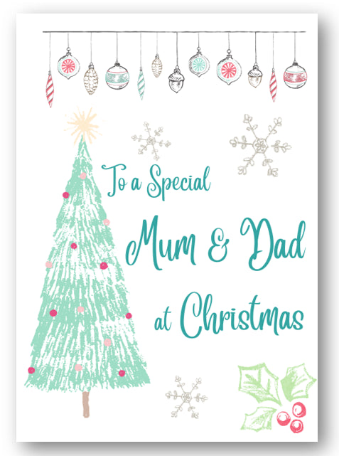 Second Ave Mum & Dad Christmas Tree Xmas Holiday Festive Greetings Card