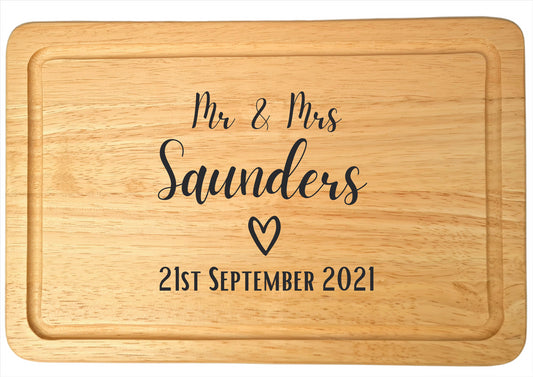 Second Ave Personalised Mr and Mrs Kitchen Rectangle Chopping Board Cheese Board Wedding Gift