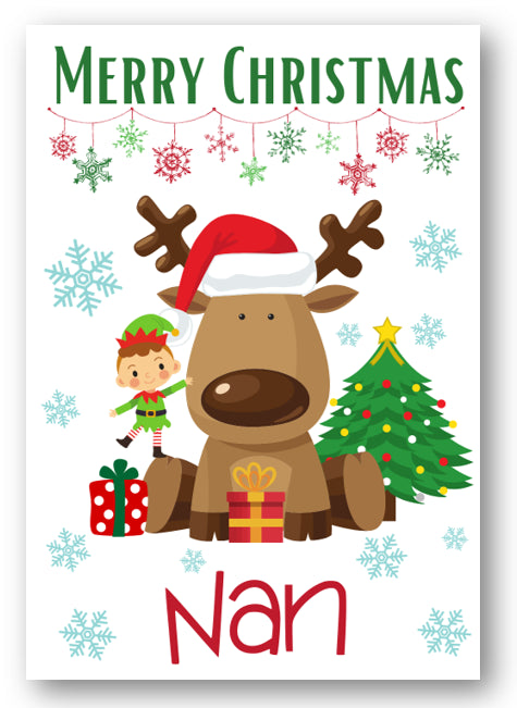 Second Ave Nan Reindeer Elf Children's Kids Christmas Xmas Holiday Festive Greetings Card