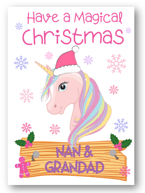 Second Ave Nan & Grandad Unicorn Children's Kids Christmas Xmas Holiday Festive Greetings Card