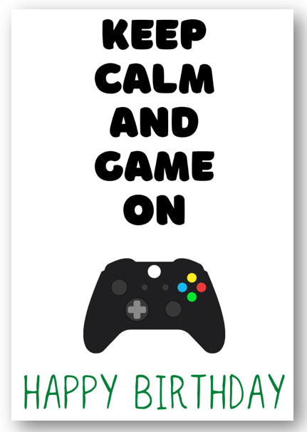 Second Ave Keep Calm and Game On Xbox Birthday Card Greetings Card