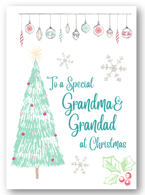 Second Ave Grandma & Grandad Christmas Tree Xmas Holiday Festive Greetings Card