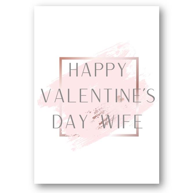 Second Ave Wife Valentine Card For Her Cute Romantic Card - Pink Block Design