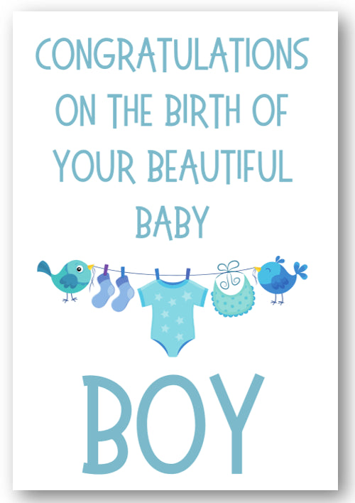 Second Ave Birth of Your Beautiful Baby Boy Newborn Baby Congratulations Card