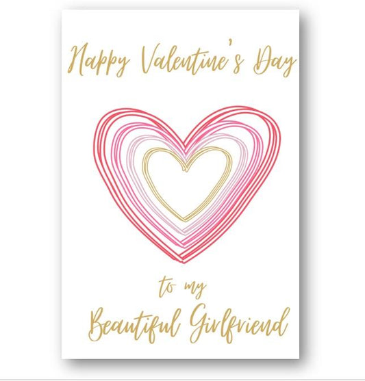 Second Ave Girlfriend Valentine Card For Her Cute Romantic Card - Shaddow Heart Design