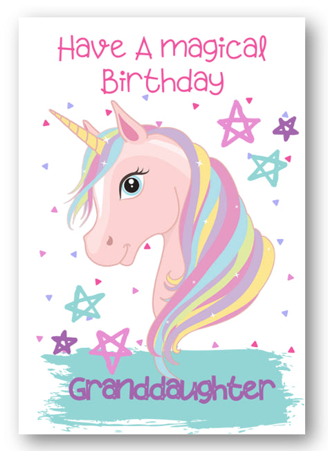 Second Ave Granddaughter Children's Kids Magical Unicorn Birthday Card For Her Greetings Card