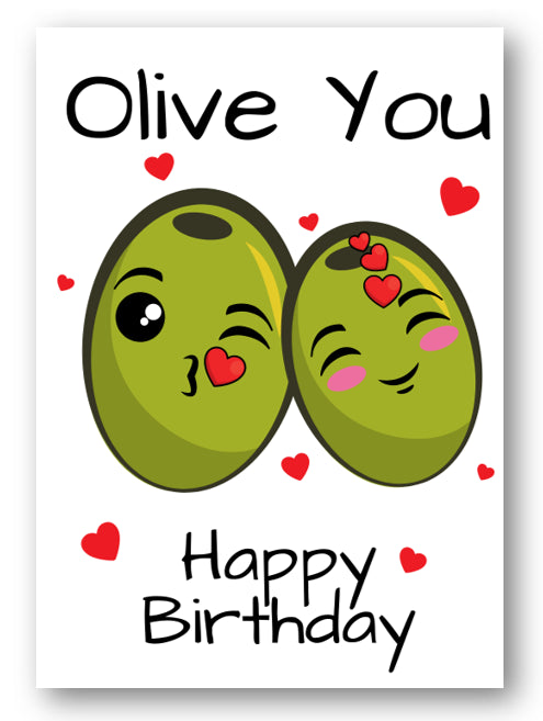 Second Ave Funny Cute Olive You Pun Birthday Card For Him/Her