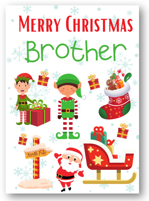 Second Ave Brother Santa Elf Workshop Children's Kids Christmas Xmas Holiday Festive Greetings Card