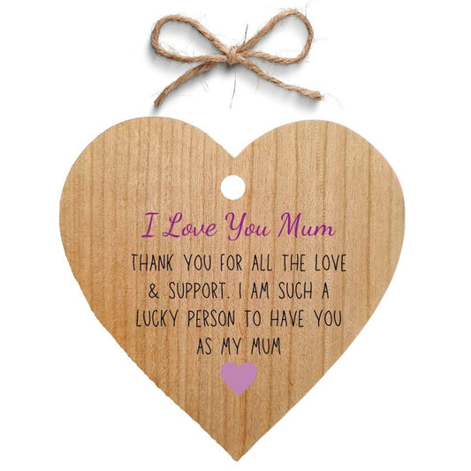 Second Ave Thank You Mum Cherry Wood Hanging Heart Gift Plaque