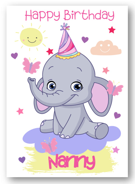 Second Ave Nanny Children's Kids Elephant Birthday Card For Her Greetings Card