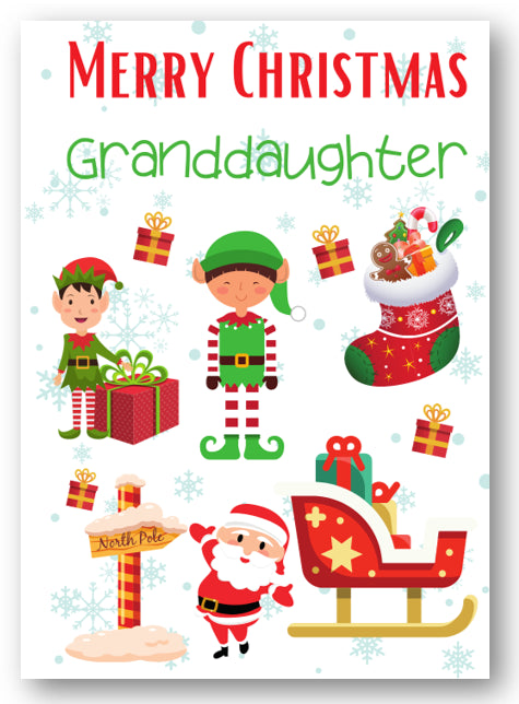 Second Ave Granddaughter Santa Elf Workshop Children's Kids Christmas Xmas Holiday Festive Greetings Card