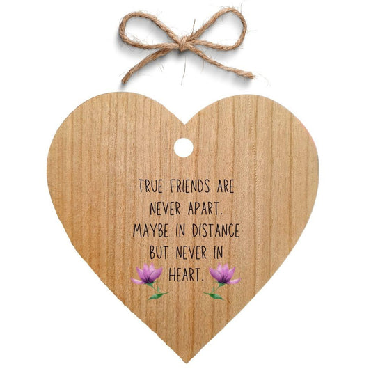 Second Ave True Friends Are Never Apart Cherry Wood Hanging Heart Gift Friendship Plaque