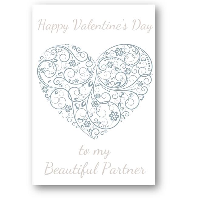 Second Ave Partner Valentine Card Cute Romantic Card - Blue Heart Design