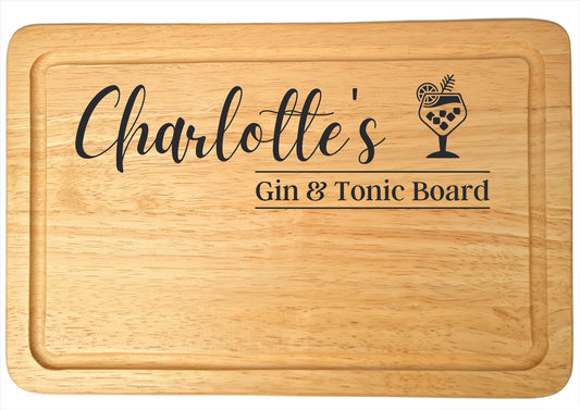 Second Ave Personalised Gin Board Kitchen Rectangle Chopping Board Birthday Xmas Gift