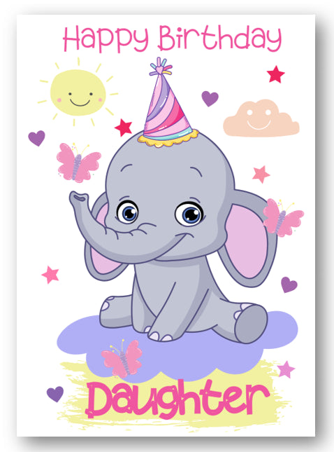 Second Ave Daughter Children's Kids Elephant Birthday Card For Her Greetings Card