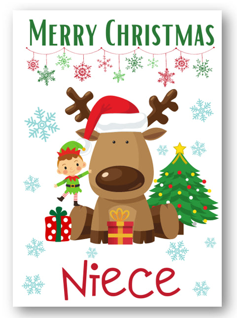 Second Ave Niece Reindeer Elf Children's Kids Christmas Xmas Holiday Festive Greetings Card