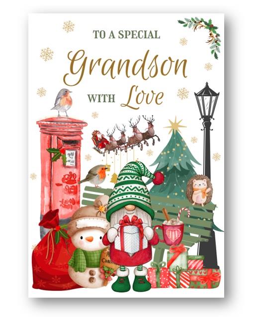 Second Ave Grandson Christmas Winter Postbox Xmas Holiday Festive Greetings Card