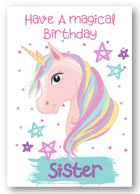 Second Ave Sister Children's Kids Magical Unicorn Birthday Card For Her Greetings Card