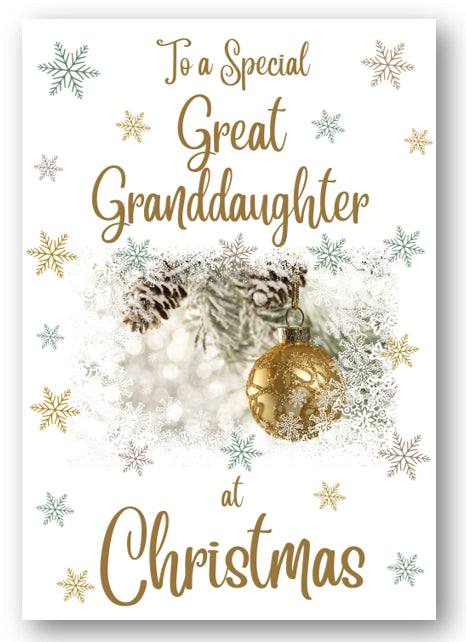 Second Ave Great Granddaughter Christmas Gold Bauble Xmas Holiday Festive Greetings Card