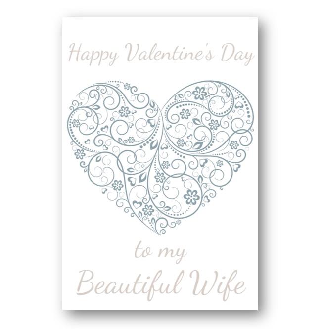 Second Ave Wife Valentine Card For Her Cute Romantic Card - Blue Heart Design