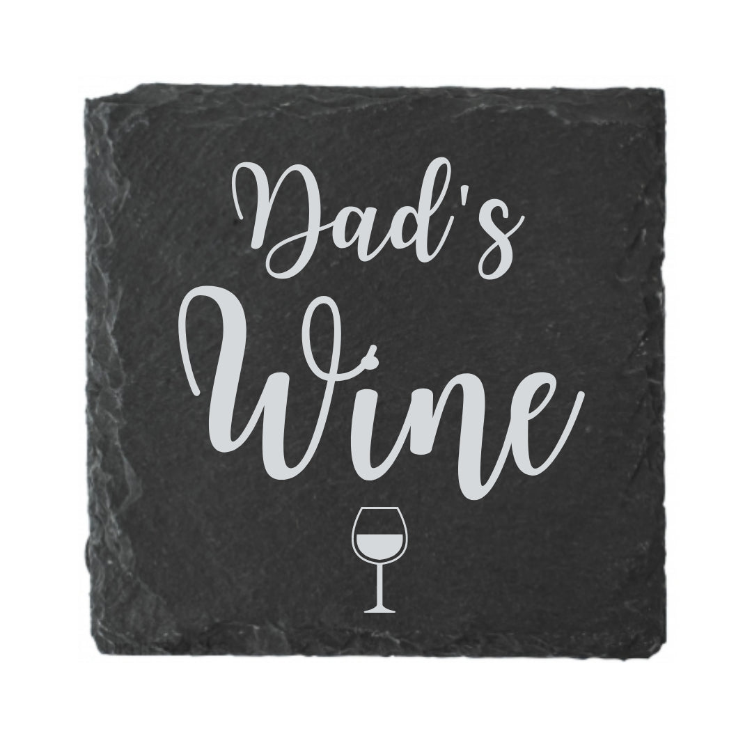 Second Ave Dad's Wine Natural Rock Slate Wine Drinks Coaster Father's Day Birthday Gift