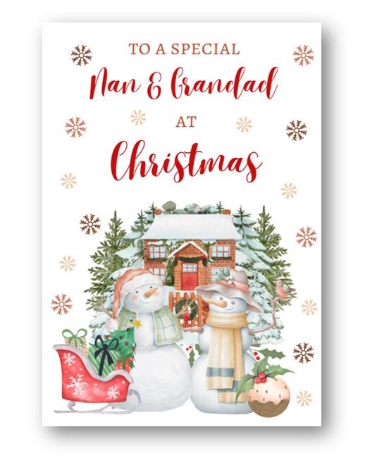 Second Ave Nan & Grandad Christmas Snowmen Winter Xmas Holiday Festive Greetings Card