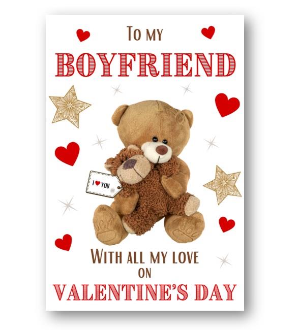 Second Ave Boyfriend I Love You Bear Valentine Card For Him Cute Romantic Valentine's Day