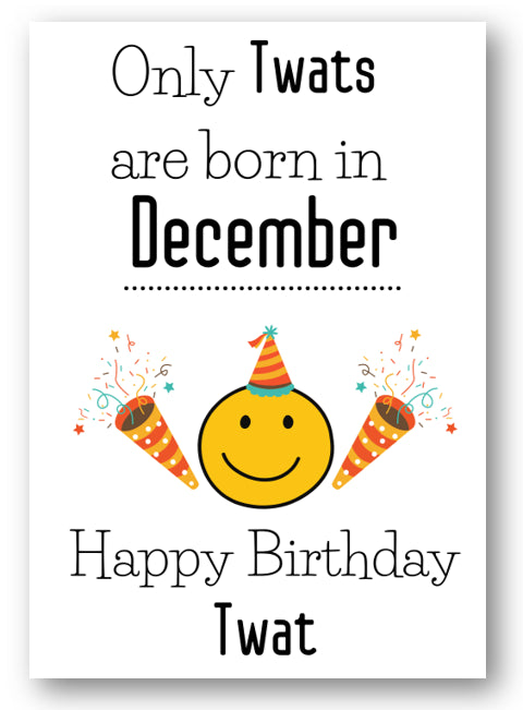 Second Ave Funny Born In December Joke Happy Birthday Card