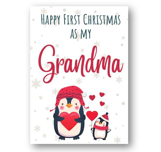 Second Ave Happy First Christmas as My Grandma Penguin Xmas Holiday Festive Greetings Card