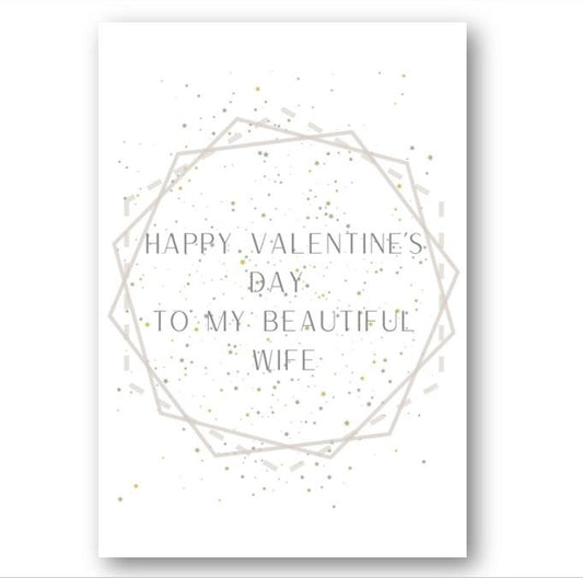 Second Ave Wife Valentine Card For Her Cute Romantic Card - Hexagon Design