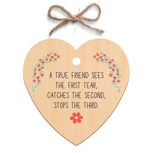 Second Ave True Friend Wooden Hanging Heart Gift Friendship Plaque